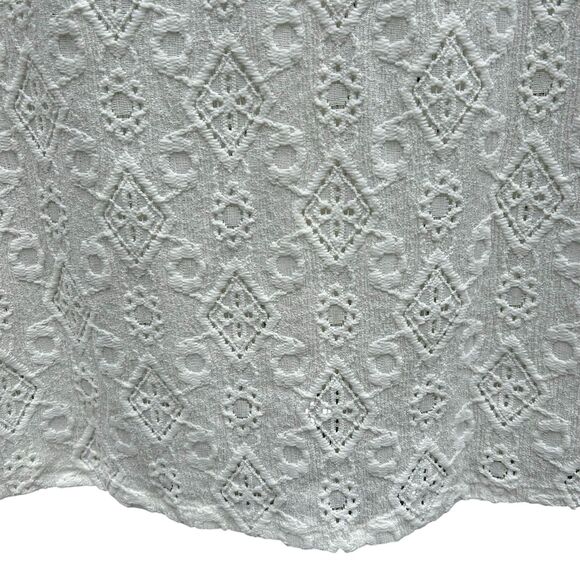 NEW French Laundry Button Down Ivory Lace Knit Blouse Tie Front - Size Small - Picture 6 of 11